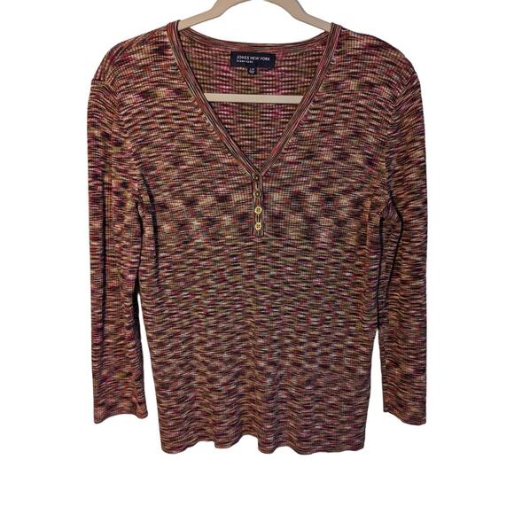 Jones New York Signature Henley Sweater Womens Large Viscose Nylon V-Neck - Picture 9 of 11